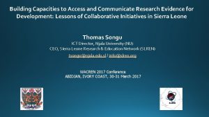 Building Capacities to Access and Communicate Research Evidence
