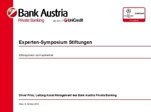 ExpertenSymposium Stiftungen Stiftungszweck und Kapitalerhalt Oliver Prinz Leitung