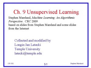 Ch 9 Unsupervised Learning Stephen Marsland Machine Learning