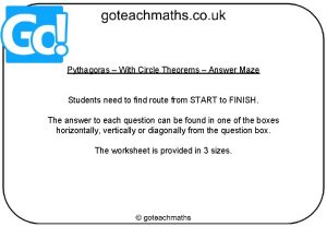 Pythagoras With Circle Theorems Answer Maze Students need