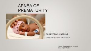 APNEA OF PREMATURITY DR MIZERO S PATERNE CHIEF