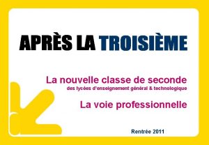 La nouvelle classe de seconde des lyces denseignement