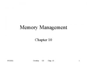 Memory Management Chapter 10 952021 Crowley OS Chap
