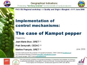 Geographical Indications Protecting territory brands for the benefit