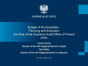 Budget of Municipalities Planning and Execution the Role