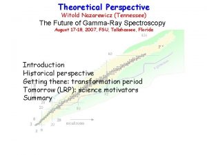 Theoretical Perspective Witold Nazarewicz Tennessee The Future of