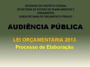 GOVERNO DO DISTRITO FEDERAL SECRETARIA DE ESTADO DE