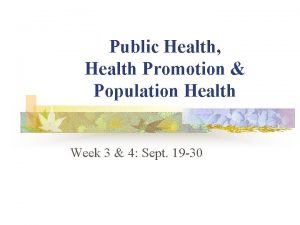 Public Health Health Promotion Population Health Week 3