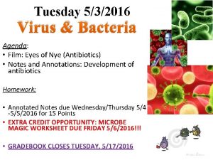 Tuesday 532016 Virus Bacteria Agenda Film Eyes of