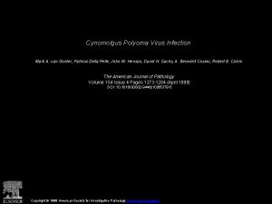 Cynomolgus Polyoma Virus Infection Mark A van Gorder