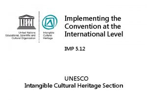 Implementing the Convention at the International Level IMP