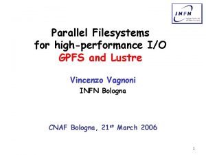 Parallel Filesystems for highperformance IO GPFS and Lustre