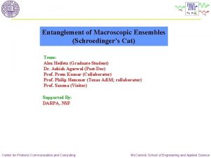 Entanglement of Macroscopic Ensembles Schroedingers Cat Team Alex