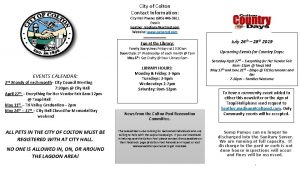 City of Colton Contact Information City Hall Phone