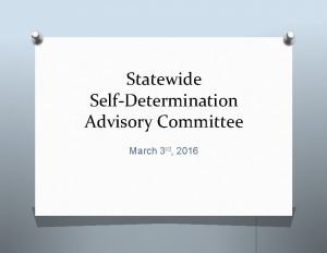 Statewide SelfDetermination Advisory Committee March 3 rd 2016