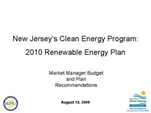 New Jerseys Clean Energy Program 2010 Renewable Energy