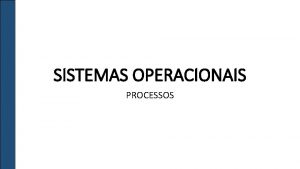 SISTEMAS OPERACIONAIS PROCESSOS INTRODUO Processo base para a