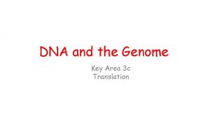 DNA and the Genome Key Area 3 c