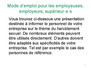 Mode demploi pour les employeuses employeurs suprieures Vous