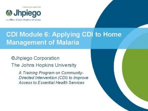 CDI Module 6 Applying CDI to Home Management