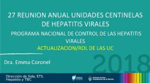 27 REUNION ANUAL UNIDADES CENTINELAS DE HEPATITIS VIRALES