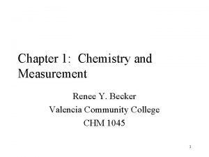 Chapter 1 Chemistry and Measurement Renee Y Becker
