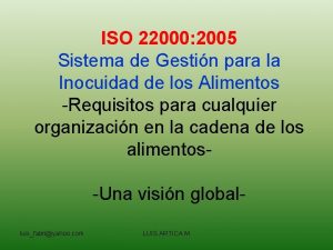 ISO 22000 2005 Sistema de Gestin para la