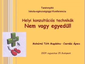 Tanvnyit Iskolaegszsggyi Konferencia Helyi konzultcis technikk Nem vagy