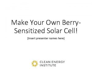 Make Your Own Berry Sensitized Solar Cell Insert