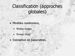 Classification approches globales Modles markoviens Niveau image Niveau