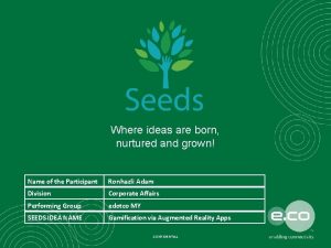 Where ideas are born nurtured and grown Name