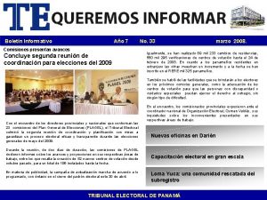 Boletn Informativo Ao 7 Comisiones presentan avances Concluye