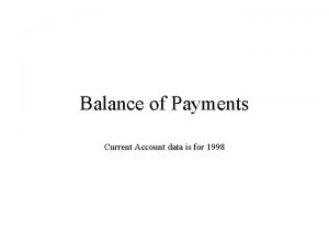 Balance of Payments Current Account data is for