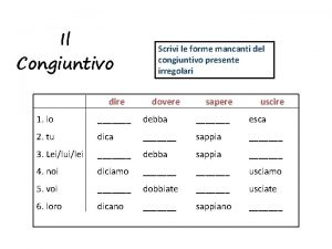 Il Congiuntivo dire Subjunctive 1 io with 2