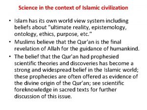 Science in the context of Islamic civilization Islam