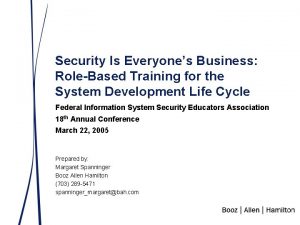 Security Is Everyones Business RoleBased Training for the