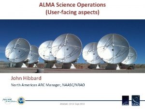 ALMA Science Operations Userfacing aspects John Hibbard North