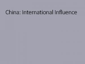 China International Influence SQA 2019 SQA Past Paper