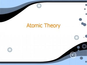 Atomic Theory Atomic Theory Democritus 440 B C