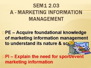 SEM 1 2 03 A MARKETING INFORMATION MANAGEMENT