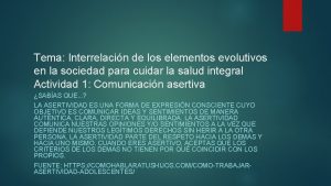 Tema Interrelacin de los elementos evolutivos en la