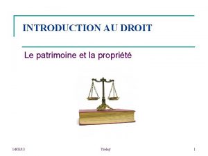 INTRODUCTION AU DROIT Le patrimoine et la proprit