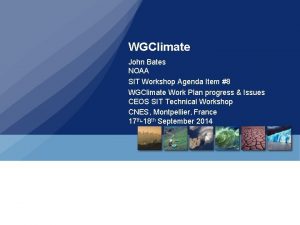 WGClimate John Bates NOAA SIT Workshop Agenda Item
