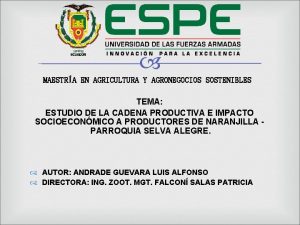 MAESTRA EN AGRICULTURA Y AGRONEGOCIOS SOSTENIBLES TEMA ESTUDIO