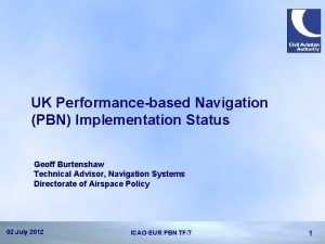 UK Performancebased Navigation PBN Implementation Status Geoff Burtenshaw