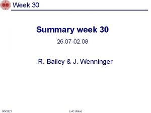 Week 30 Summary week 30 26 07 02