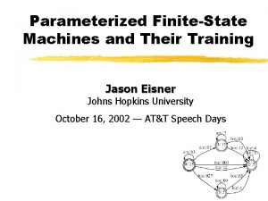 Parameterized FiniteState Machines and Their Training Jason Eisner