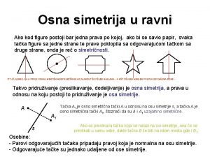 Osna simetrija u ravni Ako kod figure postoji