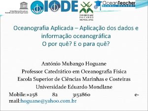 Oceanografia Aplicada Aplicao dos dados e informao oceanogrfica