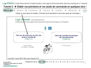 LogiPharm Outil dcisionnel doptimisation des approvisionnements pharmaceutiques lhpital